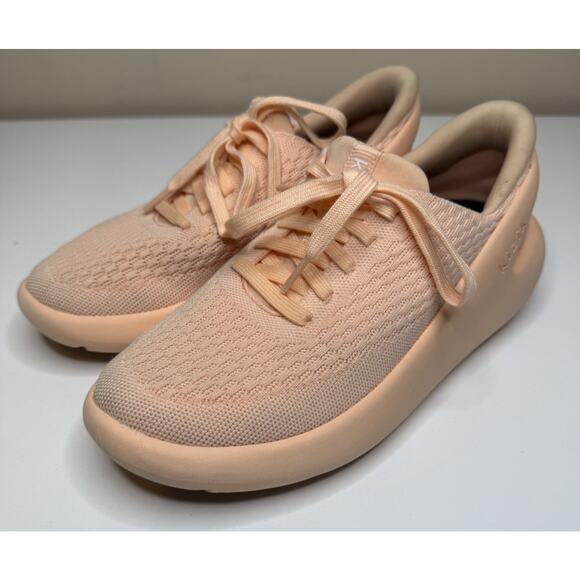 Kizik Roamer Hands-Free Sneaker Unisex Womens 8.5 Mens 7 Peach Knit Low Tie Up - Picture 3 of 9